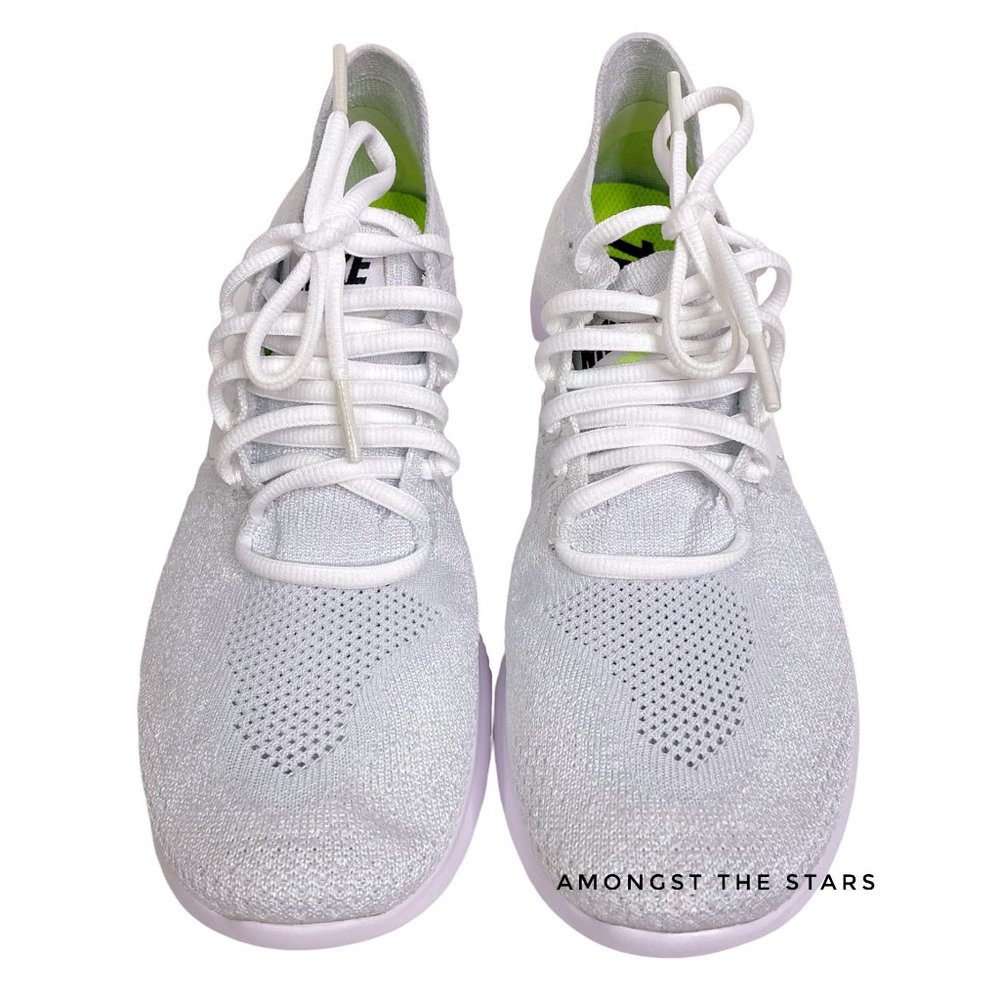 Nike Free RN Flyknit 2017 White Pure Platinum Running Sneakers 880844-100 - Picture 4 of 10